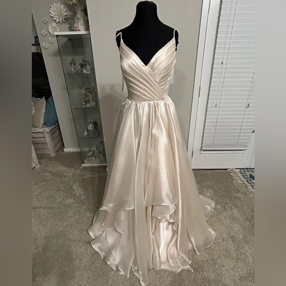 Allure champagne iridescent, organza, bridal gown